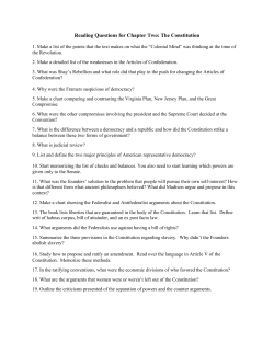 Reading Questions for Chapter Two: The Constitution