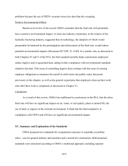 OSHA`s Preamble to Silica Standard