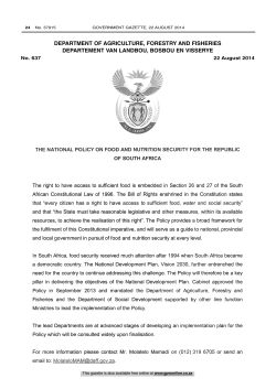 Policy on Food and Nutrition Security