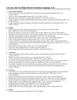 Current AKS for High School Freshman Language Arts