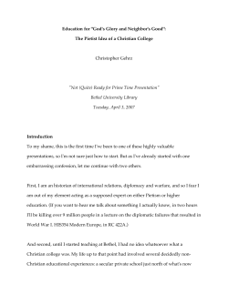 Education for "God`s Glory and Neighbor`s Good"