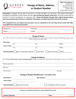 Change of Name, Address, or Student Number