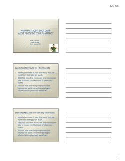 AUDIT PROOFING YOUR PHARMACY