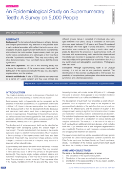 An Epidemiological Study on Supernumerary Teeth: A