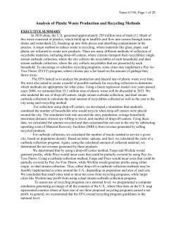Analysis of Plastic Waste Production and Recycling Methods