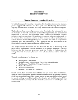 CHAPTER 2 THE CONSTITUTION Chapter Goals and Learning