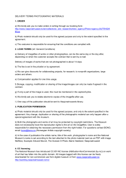 Delivery terms photographic materials