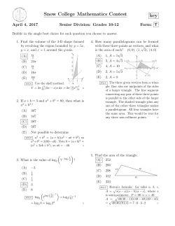 Snow College Mathematics Contest key