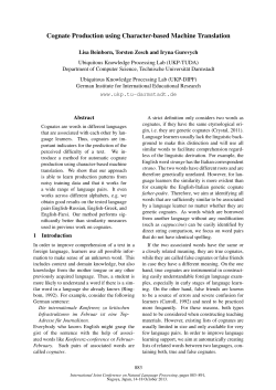 Cognate Production using Character