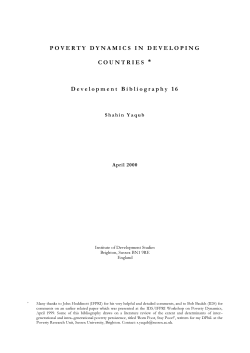POVERTY DYNAMICS IN DEVELOPING COUNTRIES