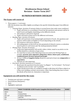 8S FRENCH REVISION CHECKLIST Westbourne House School