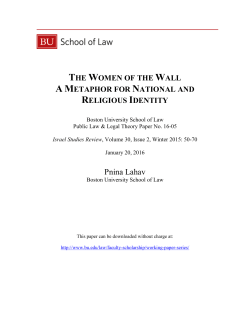 The Women of the Wall A Metaphor for National