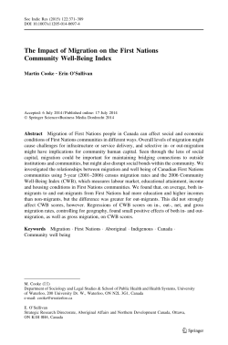 The Impact of Migration on the First Nations Community Well