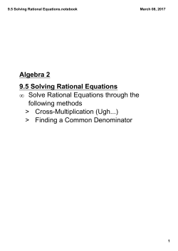 9.5 Solving Rational Equations.notebook