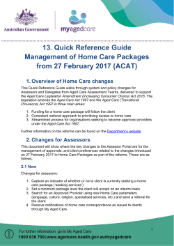 13. Quick Reference Guide Management of Home Care Packages