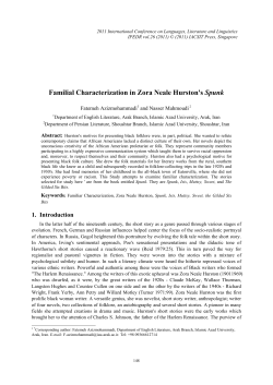 Familial Characterization in Zora Neale Hurston`s Spunk