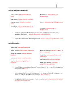 Scientific Revolution/Enlightenment Galileo Galilei