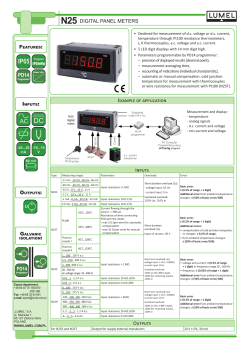 N25 diGital panel meterS Example of application Inputs