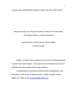 Intergroup Anxiety From the Self and Other
