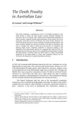 The Death Penalty in Australian Law