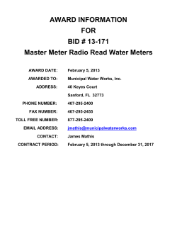 AWARD INFORMATION FOR BID # 13