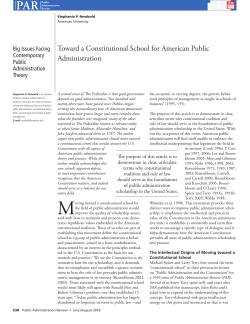Toward a Constitutional School for American Public Administration