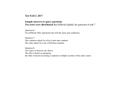 Test Feb13, 2017 Sample answers to query questions Two tests