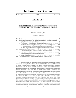 The 2001 Federal Economic Crime Sentencing Reforms