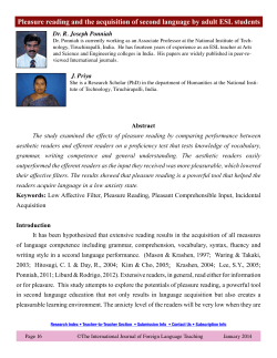 Pleasure reading and the acquisition of second language by