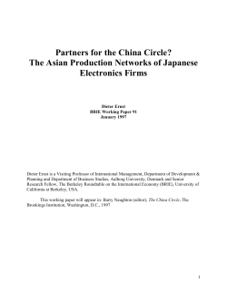 The Asian Production Networks of Japanese Electronics Firms