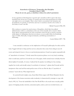 1 Anaesthetics of Existence: Temporality after Discipline Cressida J