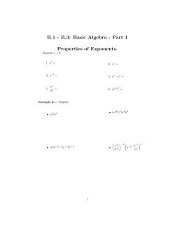 B.1 - B.3: Basic Algebra - Part 1 Properties of Exponents.