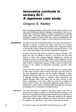 Innovative curricula in tertiary ELT: A Japanese case study