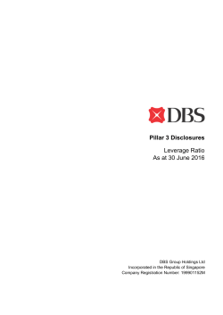 Pillar 3 Disclosures Leverage Ratio As at 30 June 2016