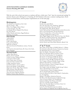 Summer Reading 2017-2018 - Annunciation Catholic School
