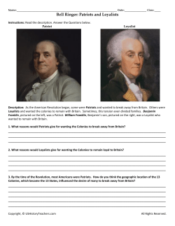 Bell Ringer: Patriots and Loyalists