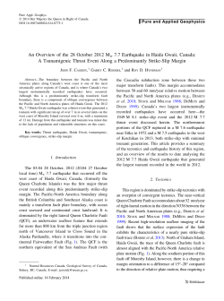 An Overview of the 28 October 2012 Mw 7.7 Earthquake in Haida