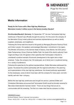 MENNEKES Media information - Opening of new high