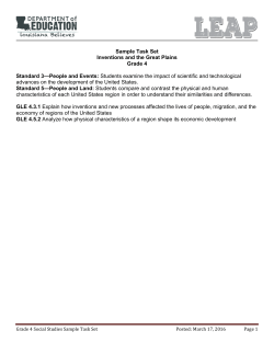 Sample Task Set Inventions and the Great Plains Grade 4 Standard