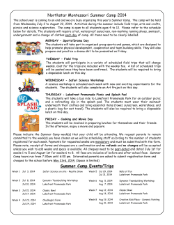 Northstar Montessori Summer Camp 2014 Summer Camp Events