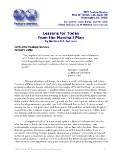 Lessons for Today from the Marshall Plan