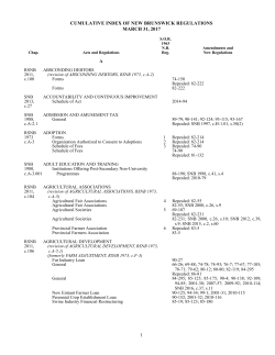 1 CUMULATIVE INDEX OF NEW BRUNSWICK REGULATIONS