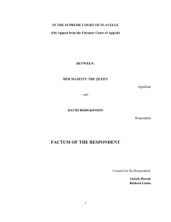 FACTUM OF THE RESPONDENT