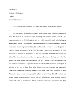 Katie Grimes Readings in Shakespeare J. Singh Honors Option