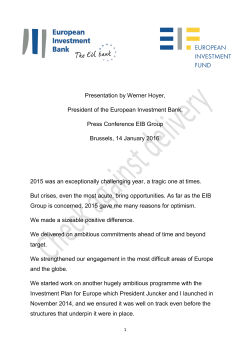Speech of President Hoyer - European Investment Bank