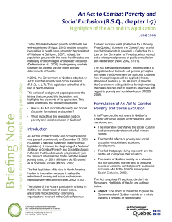 An Act to Combat Poverty and Social Exclusion