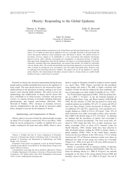 Obesity: Responding to the Global Epidemic
