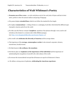 Characteristics of Walt Whitman`s Poetry - David