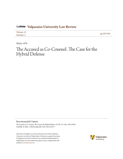 The Accused as Co-Counsel: The Case for the