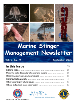 Marine Stinger Management Newsletter page 5 What`s coming in